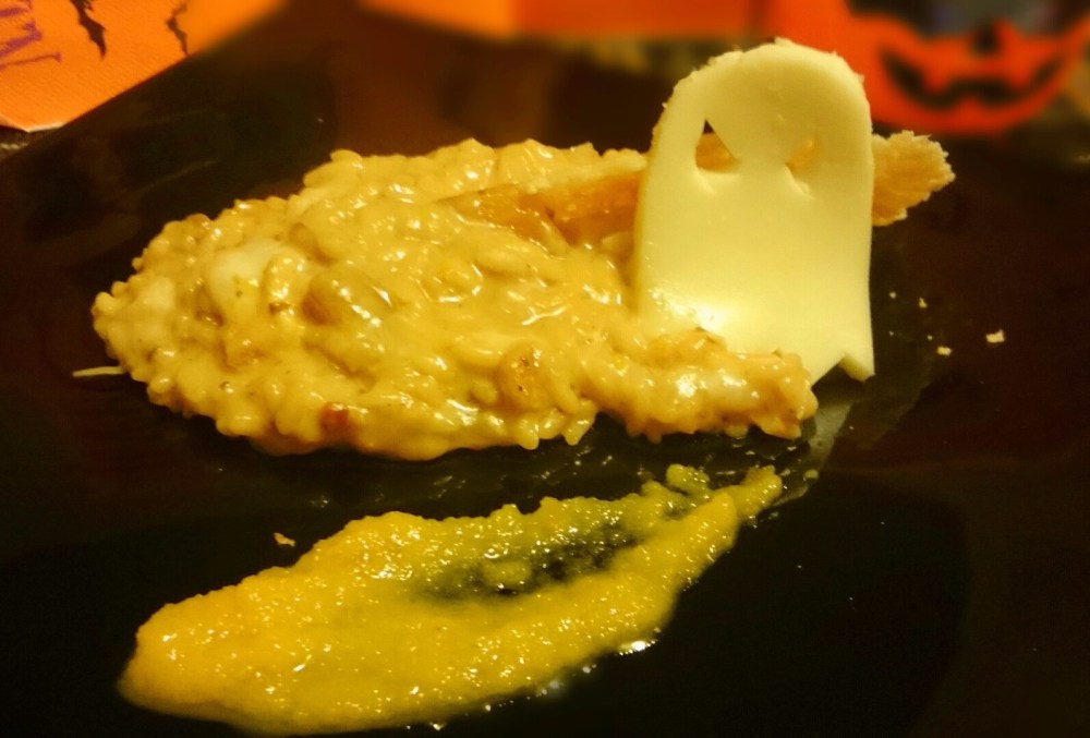 Risotto alla zucca con bava di fantasma al taleggio